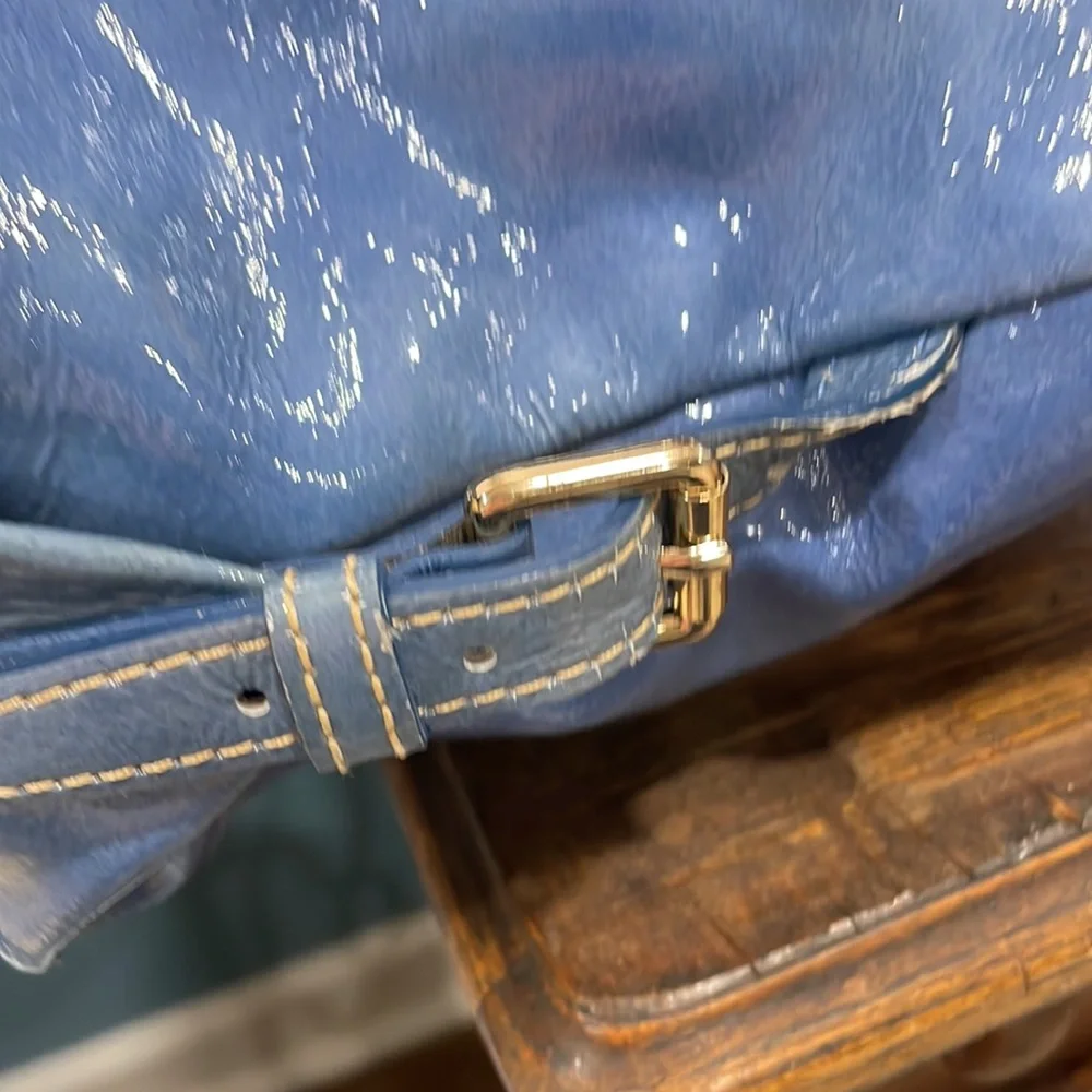 Dooney & Bourke VTG Patent Leather Blue/Purple Satchel - Picture 9 of 13